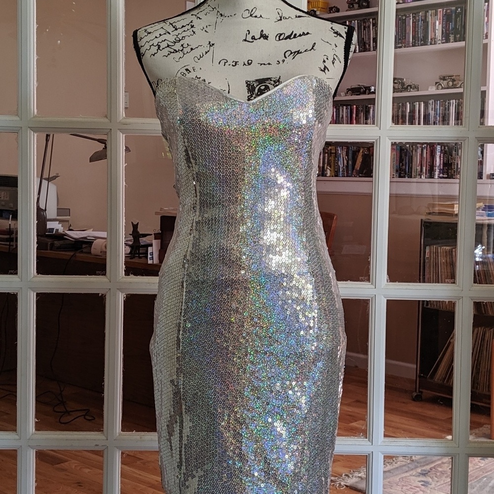 Va Va Voom Formal mini dress hologram sequins  M